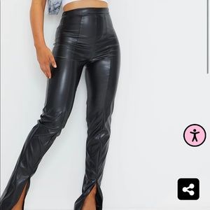 Split Hem Leather Pants
